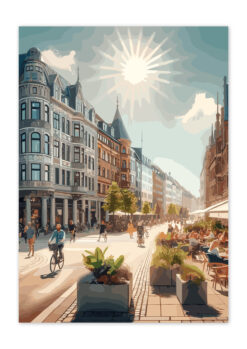 Copenhagen sunshine en dekorativ byplakat